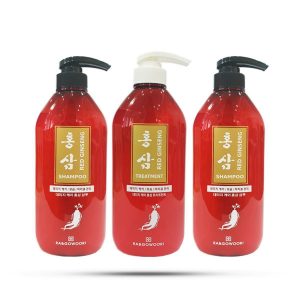 Bộ 3 Chai Dầu Gội Xả Chăm Sóc Tóc Chiết Xuất Hồng Sâm Ra&gowoori (500 ml/chai)